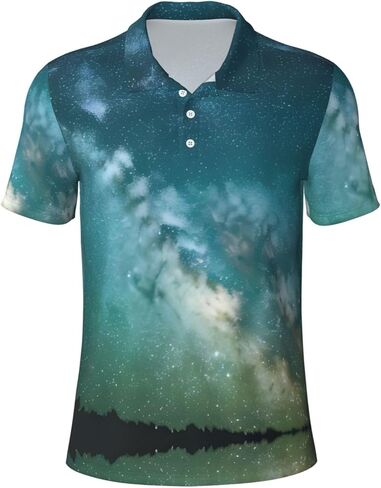 Starry Night Sky Deep Outer Space Print Men's Polo Shirts Short Sleeve,Stylish Polo T-Shirts for Men,for Golf and Casual Wear in Saudi Arabia