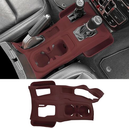 Silicone Compatible with Jeep Wrangler JL JLU Center Console Organizer, Gear Shift Panel Trim Cover for Jeep Gladiator JT Car Cup Holder Coasters, 2-in-1 Gear Shift Side Storage.(Red) in Saudi Arabia