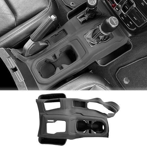سيليكون متوافق مع منظم وحدة التحكم المركزية Jeep Wrangler JL JLU، غطاء لوحة ناقل الحركة لقواعد حامل أكواب السيارة Jeep Gladiator JT، تخزين جانبي ناقل الحركة 2 في 1. (أحمر) in Kuwait