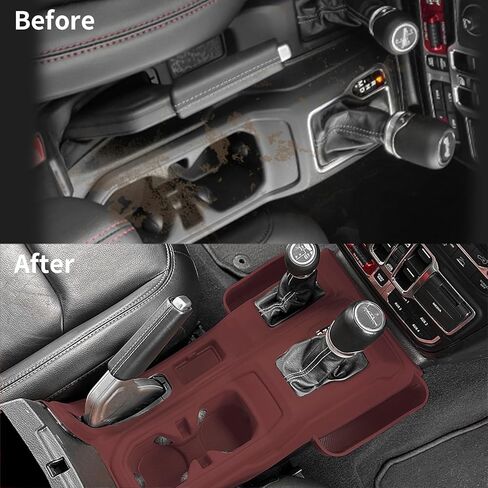 Silicone Compatible with Jeep Wrangler JL JLU Center Console Organizer, Gear Shift Panel Trim Cover for Jeep Gladiator JT Car Cup Holder Coasters, 2-in-1 Gear Shift Side Storage.(Red) in Saudi Arabia
