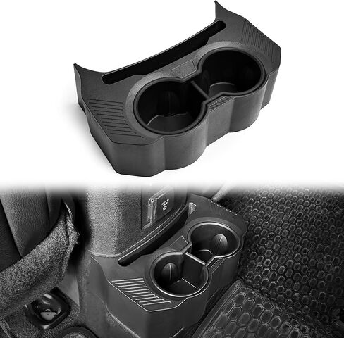 Rear Cup Holder Compatible with 2018-2025 Jeep Wrangler JL JLU & Gladiator JT, Rear Seat Storage Box Tray Organizer Floor Console Mounted Drink Holder in Kuwait