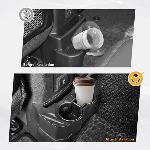 Rear Cup Holder Compatible with 2018-2025 Jeep Wrangler JL JLU & Gladiator JT, Rear Seat Storage Box Tray Organizer Floor Console Mounted Drink Holder in Kuwait