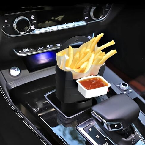 Car Cup Holder | Portable Food Holder | Durable Plastic, French Fries and Sauce Holder with Sauce Container (red) in Saudi Arabia