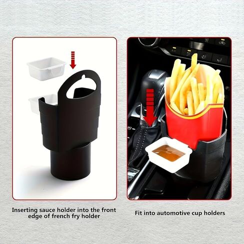 Car Cup Holder | Portable Food Holder | Durable Plastic, French Fries and Sauce Holder with Sauce Container (red) in Saudi Arabia