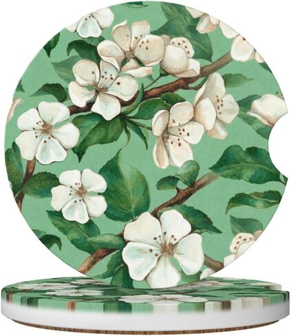 أزرار خشبية مكونة من قطعتين من قواعد أكواب السيارة الماصة للمشروبات من السيراميك مقاس 2.56 بوصة، حصيرة أكواب عالمية مضادة للانزلاق مع قاعدة من الفلين غير قابلة للخدش، وإكسسوارات السيارات الداخلية للنساء والرجال in Kuwait