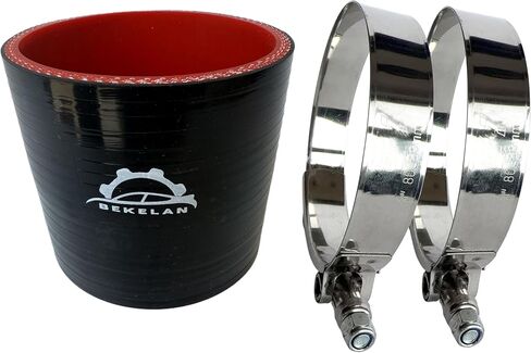 وصلة خرطوم مستقيمة من السيليكون مقاس 3 بوصات (76 مم) مع مشبك على شكل حرف T من الفولاذ المقاوم للصدأ - تصميم مقوى بأربع طبقات للخدمة الشاقة للسيارات التوربينية/المبرد الداخلي/أنابيب السحب/الهيدروليكية الصناعية in Kuwait