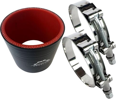 وصلة خرطوم مستقيمة من السيليكون مقاس 3 بوصات (76 مم) مع مشبك على شكل حرف T من الفولاذ المقاوم للصدأ - تصميم مقوى بأربع طبقات للخدمة الشاقة للسيارات التوربينية/المبرد الداخلي/أنابيب السحب/الهيدروليكية الصناعية in Kuwait