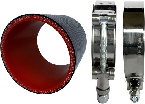 وصلة خرطوم مستقيمة من السيليكون مقاس 3 بوصات (76 مم) مع مشبك على شكل حرف T من الفولاذ المقاوم للصدأ - تصميم مقوى بأربع طبقات للخدمة الشاقة للسيارات التوربينية/المبرد الداخلي/أنابيب السحب/الهيدروليكية الصناعية in Kuwait