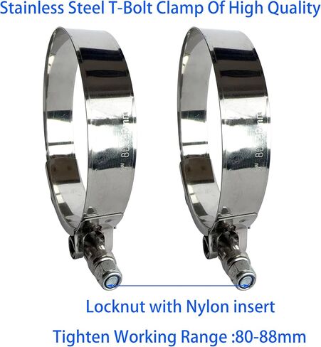 وصلة خرطوم مستقيمة من السيليكون مقاس 3 بوصات (76 مم) مع مشبك على شكل حرف T من الفولاذ المقاوم للصدأ - تصميم مقوى بأربع طبقات للخدمة الشاقة للسيارات التوربينية/المبرد الداخلي/أنابيب السحب/الهيدروليكية الصناعية in Kuwait