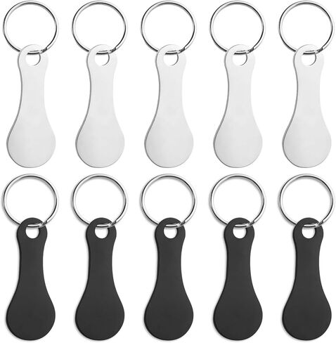 16 Pcs Quarter Keychain Holder, Portable Shopping Cart Token Keychain, Stainless Steel Trolley Tokens with Ring in Kuwait