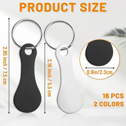 16 Pcs Quarter Keychain Holder, Portable Shopping Cart Token Keychain, Stainless Steel Trolley Tokens with Ring in Kuwait