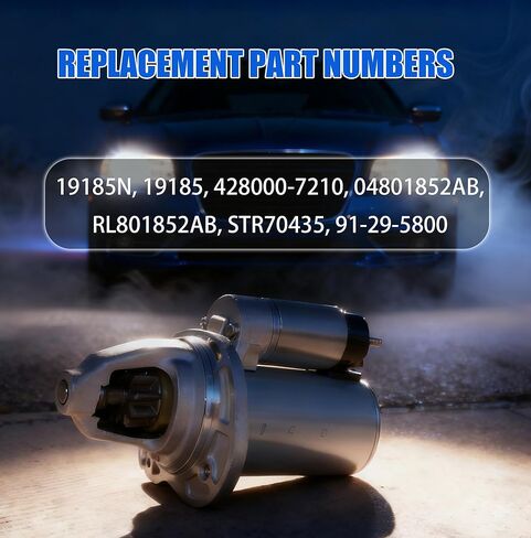 19185N Starter Motor Compatible with Chry.sler 300 Dodge Challenger Charger Durango Jeep Grand Cherokee Ram 1500 | 3.6L V6 Engine | 12V 1.3KW 9 Teeth CW | Replace# 4801852AB 428000-7210 in Kuwait