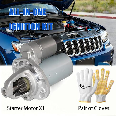 19185N Starter Motor Compatible with Chry.sler 300 Dodge Challenger Charger Durango Jeep Grand Cherokee Ram 1500 | 3.6L V6 Engine | 12V 1.3KW 9 Teeth CW | Replace# 4801852AB 428000-7210 in Kuwait