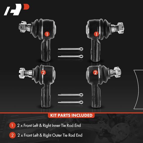 مجموعة A-Premium مكونة من 4 قطع، طقم نهاية قضيب ربط أمامي داخلي وخارجي، متوافق مع Honda Passport 94-97، Acura SLX 96-99، Isuzu Amigo 89-94، Pickup 88-95، Rodeo 91-97، Trooper 87-02، VehiCROSS 99-01 in Saudi Arabia