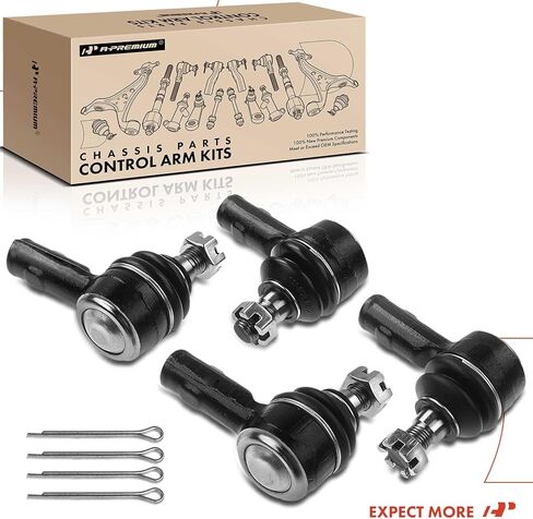مجموعة A-Premium مكونة من 4 قطع، طقم نهاية قضيب ربط أمامي داخلي وخارجي، متوافق مع Honda Passport 94-97، Acura SLX 96-99، Isuzu Amigo 89-94، Pickup 88-95، Rodeo 91-97، Trooper 87-02، VehiCROSS 99-01 in Saudi Arabia