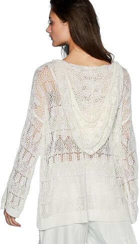POL Crochet Knit Sweater, Long Sleeve, White, Open Stitch Pattern in Saudi Arabia