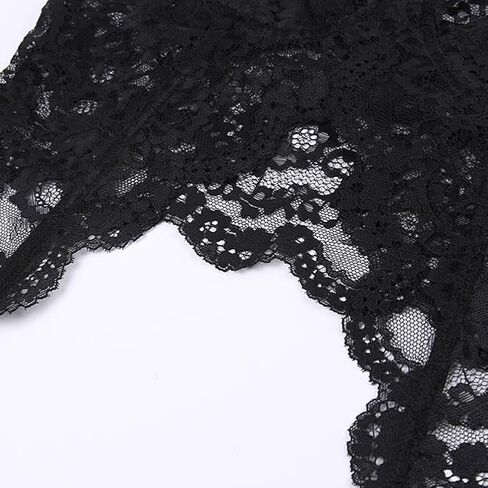 Women Sexy Full Lace Butterfly Crop Top See-through Slim Fit Spaghetti Straps Hot Y2K Camisole Rave Outfits Black in Saudi Arabia