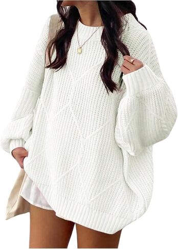 SOLY HUX Women's Oversized Sweaters Crew Neck Long Sleeve Baggy Knit Tops Preppy Clothes in Saudi Arabia