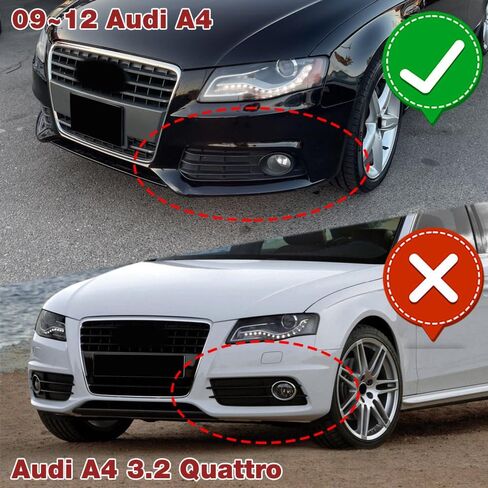 مجموعة الشفاه الممتصة للصدمات الأمامية مكونة من 3 قطع تناسب طراز 2009-2012 Audi A4 B8، وسبويلر حماية مقسم على طراز STP، وموزع هواء سد الذقن (مظهر كربوني) in Kuwait