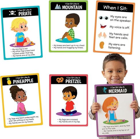 12" x 16" Classroom Rules Circle Time Sitting Expectations Posters - 6 Pc. in Saudi Arabia