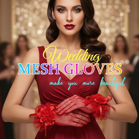 CASDRE Bridal Mesh Gloves Short Floral Lace Wedding Gloves Wrist Length Tea Party Gloves for Women and Girls in Kuwait