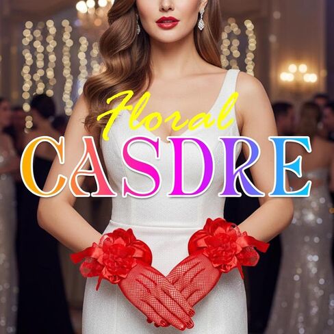 CASDRE Bridal Mesh Gloves Short Floral Lace Wedding Gloves Wrist Length Tea Party Gloves for Women and Girls in Kuwait