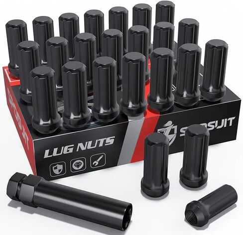 Sposuit M14x1.5 Spline Lug Nuts - Replacement for 2001-2006 GMC Sierra 1500 HD, 1999-2024 Sierra 2500 HD, 2011-2024 Sierra 3500 HD - Closed End Chrome Lug Nut with Socket(32 Pcs) in Kuwait