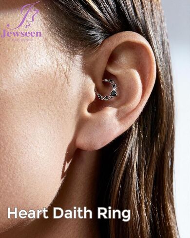Jewseen Shiny Heart Zircon Septum Clicker Cartilage Nose Ring 316l Surgical Steel 16G Piercing Jewelry in Saudi Arabia