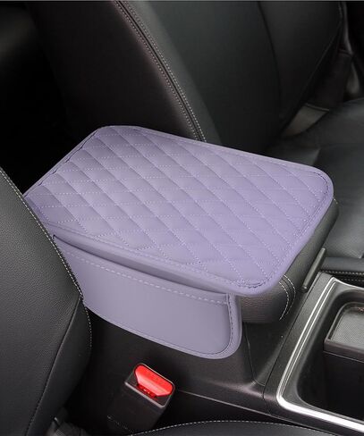 Microfiber Leather Center Console Cover,Car Accessories Car Center Console Pad,Microfiber Leather Armrest Cover Cushion with 2 Storage Bags,Memory Foam Armrest Cover,Fits Most Vehicles (Beige) in Kuwait