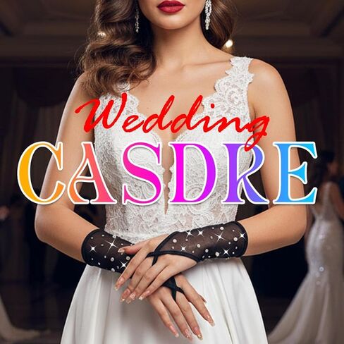 CASDRE Sparkly Rhinestone Fingerless Gloves Short Pearl Bridal Gloves Wedding Prom Party Costume Accessories for Women in Kuwait