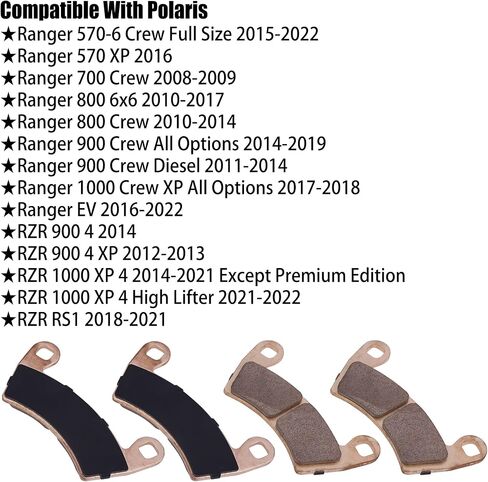 Sintered Brake Pad Front & Rear For Polaris RZR 900 1000 4 XP RS1, Ranger 570 700 800 900 1000 EV Crew Diesel 6X6, Replace #2205949 FA656 in Saudi Arabia