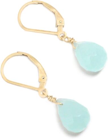 Aqua Chalcedony 12x8mm Faceted Teardrop Gold Filled Lever Back Earrings in Saudi Arabia