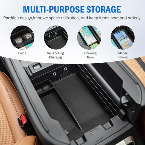 منظم وحدة التحكم المركزية لعام 2024 2025 Mazda CX-90 CX90 CX-70 CX70، صندوق تخزين مسند الذراع، صينية إدخال السيارة TPE Mazda CX90 الملحقات الداخلية باللون الأسود in Kuwait