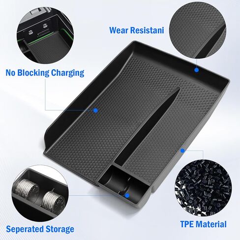 منظم وحدة التحكم المركزية لعام 2024 2025 Mazda CX-90 CX90 CX-70 CX70، صندوق تخزين مسند الذراع، صينية إدخال السيارة TPE Mazda CX90 الملحقات الداخلية باللون الأسود in Kuwait