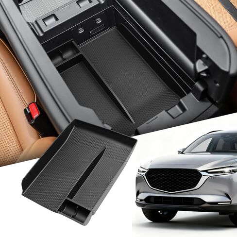 منظم وحدة التحكم المركزية لعام 2024 2025 Mazda CX-90 CX90 CX-70 CX70، صندوق تخزين مسند الذراع، صينية إدخال السيارة TPE Mazda CX90 الملحقات الداخلية باللون الأسود in Kuwait