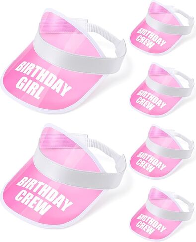 6 عبوات من أقنعة الشمس لأعياد الميلاد للفتيات، قبعات فرقة أعياد الميلاد، قبعات بلاستيكية شفافة لتنس الشاطئ، أغطية رأس للجولف من أجل هدايا حفلات أعياد الميلاد، وردي in Kuwait