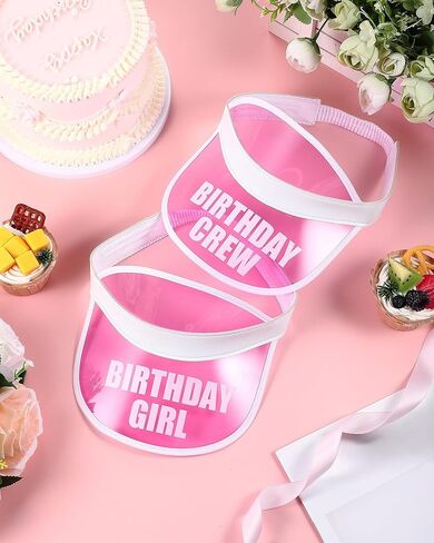 6 عبوات من أقنعة الشمس لأعياد الميلاد للفتيات، قبعات فرقة أعياد الميلاد، قبعات بلاستيكية شفافة لتنس الشاطئ، أغطية رأس للجولف من أجل هدايا حفلات أعياد الميلاد، وردي in Kuwait