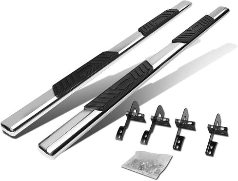 Auto Dynasty Running Boards 5 Inches Oval Tubing Side Steps Nerf Bar for Truck Compatible with Ford F150 Extended Cab 2009-2014, Stainless Steel, Polished Chrome in Saudi Arabia