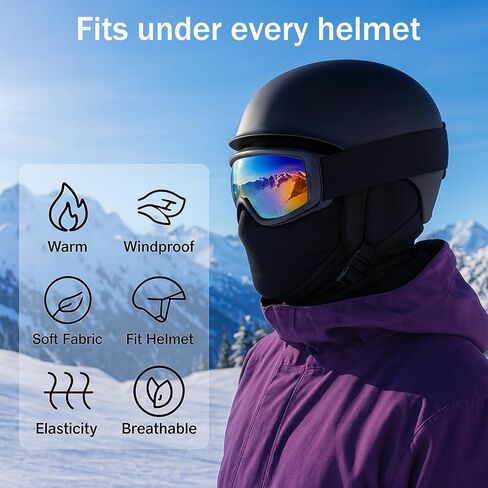 قناع التزلج بيسودو بالاكلافا للرجال والنساء للطقس البارد المقاوم للرياح وغطاء رأس حراري للوجه في فصل الشتاء للجري وركوب الدراجات والتزلج والدراجات النارية والصيد باللون الأسود in Kuwait