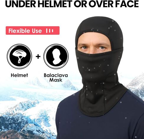 قناع التزلج بيسودو بالاكلافا للرجال والنساء للطقس البارد المقاوم للرياح وغطاء رأس حراري للوجه في فصل الشتاء للجري وركوب الدراجات والتزلج والدراجات النارية والصيد باللون الأسود in Kuwait