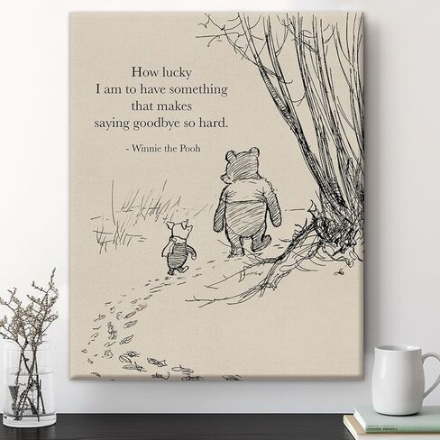 Classic Pooh Bear Wall Art Decor Retro How Lucky Am I Quotes Sayings Canvas Painting Pictures Framed Print Sign Artwork Ready to Hang 8x10 Inches in Saudi Arabia