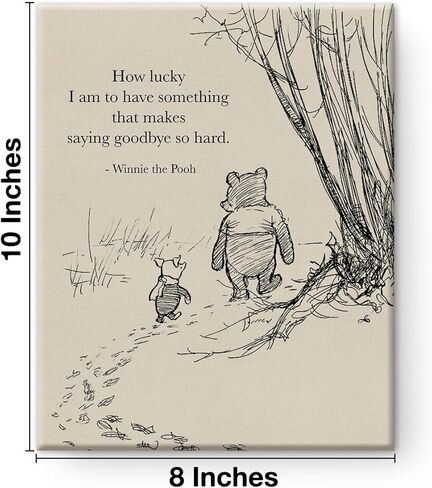 Classic Pooh Bear Wall Art Decor Retro How Lucky Am I Quotes Sayings Canvas Painting Pictures Framed Print Sign Artwork Ready to Hang 8x10 Inches in Saudi Arabia