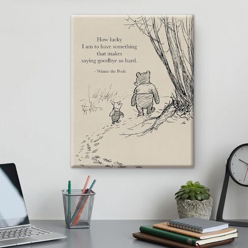 Classic Pooh Bear Wall Art Decor Retro How Lucky Am I Quotes Sayings Canvas Painting Pictures Framed Print Sign Artwork Ready to Hang 8x10 Inches in Saudi Arabia