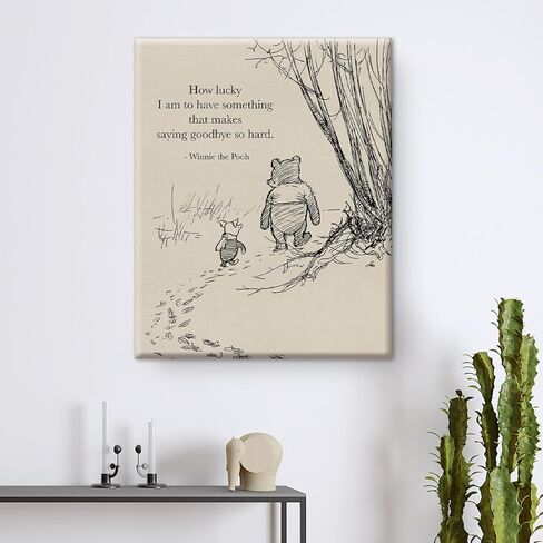 Classic Pooh Bear Wall Art Decor Retro How Lucky Am I Quotes Sayings Canvas Painting Pictures Framed Print Sign Artwork Ready to Hang 8x10 Inches in Saudi Arabia