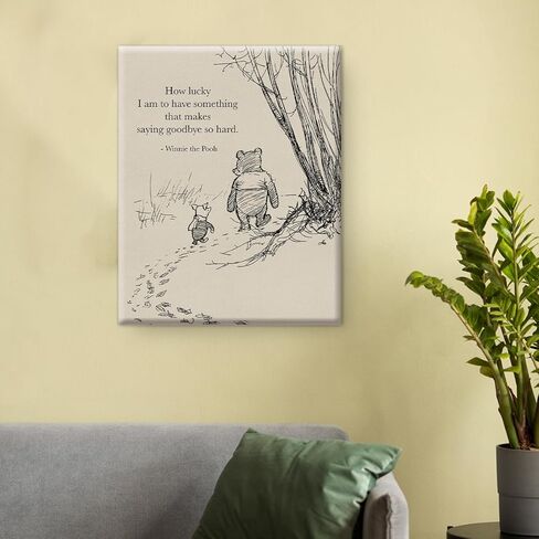 Classic Pooh Bear Wall Art Decor Retro How Lucky Am I Quotes Sayings Canvas Painting Pictures Framed Print Sign Artwork Ready to Hang 8x10 Inches in Saudi Arabia