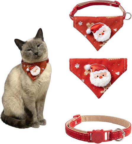 Adjustable Cat Triangle Bandana - Soft Breathable Pet Scarf with 3D Cute Cartoon Design & Keychain Hook, Reversible Neckwear for Cats & Small Dogs, Everyday Wear, Photo Prop & Pet Costume Accessories in Saudi Arabia