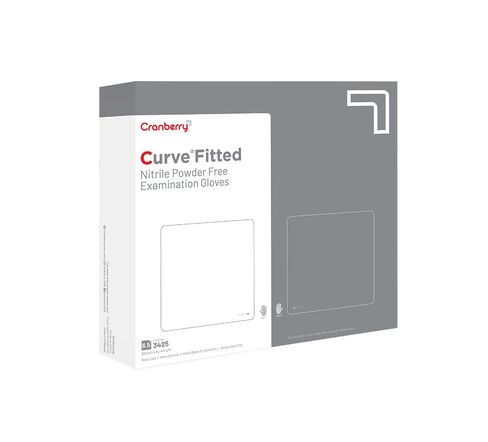 قفازات امتحان النتريل البيضاء الملائمة من Cranberry USA Cranberry Curve، علبة 1000، مقاس 8.0، 3.5 مل in Saudi Arabia