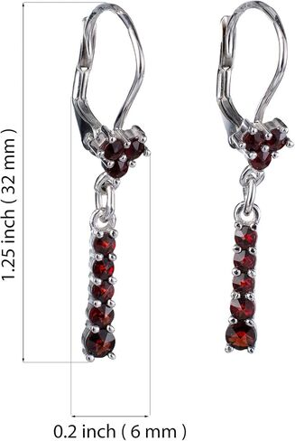 Bohemian Garnet Lever Back Dangling Earrings, Gemstone Dangle Earrings - Sterling Silver Jewelry Collection in Saudi Arabia