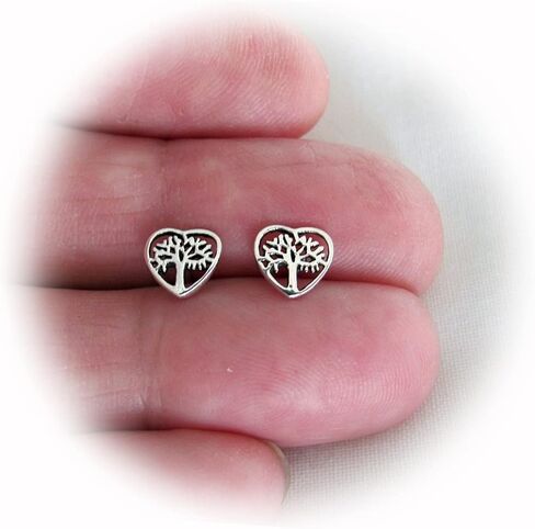 New Sterling Silver 7mm Tree of Life in Heart Post Stud Earrings ME0603MOOO in Saudi Arabia