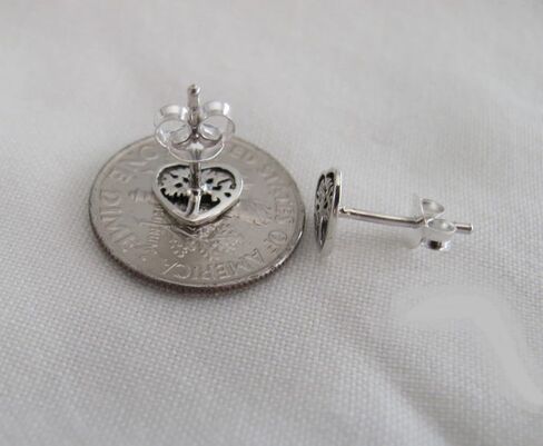 New Sterling Silver 7mm Tree of Life in Heart Post Stud Earrings ME0603MOOO in Saudi Arabia